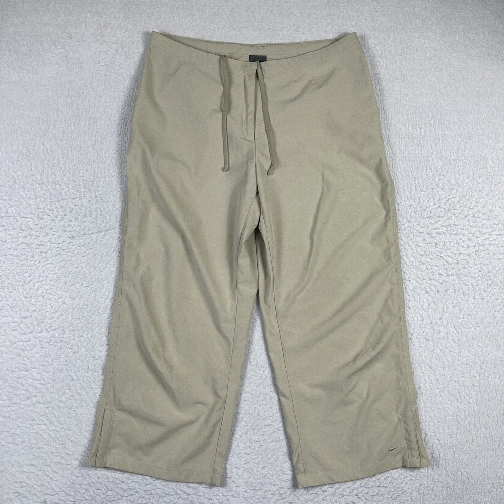 Nike Pants Womens‎ Medium (8-10) Khaki Crop Athleisure Minimalist Fitness Gym